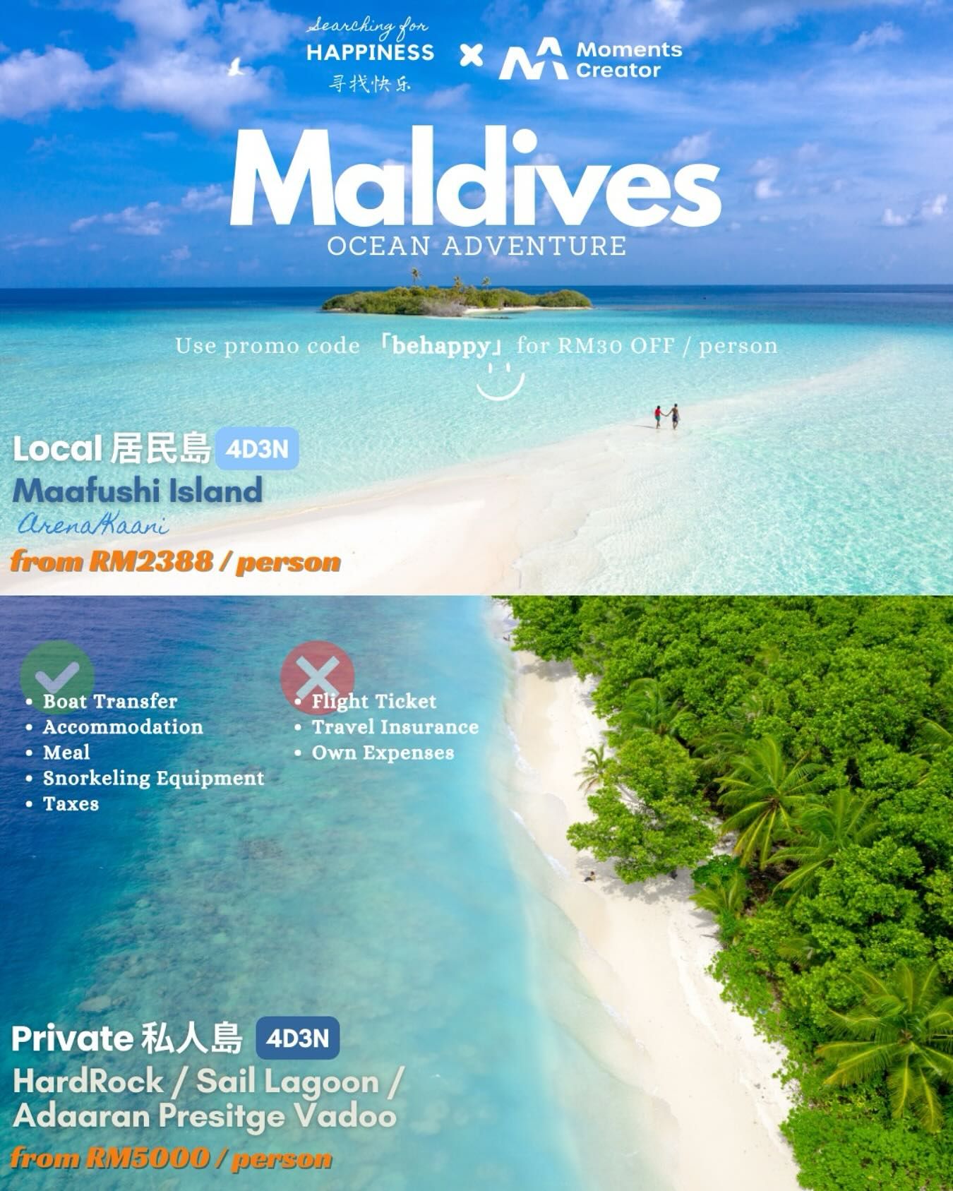 Moments Creator × Maldives・Bali「behappy」RM30 OFF_0