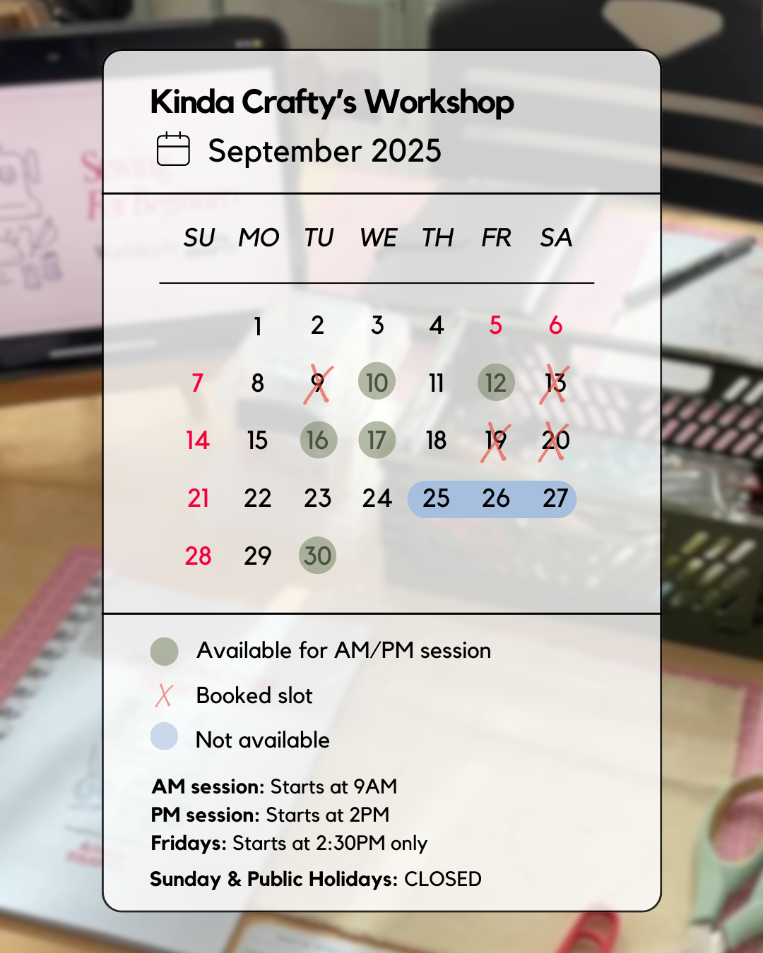📌 Our August workshop slots are fully booked! Here's the available slots for September [last update: 3rd Aug, 6:28 PM)_0