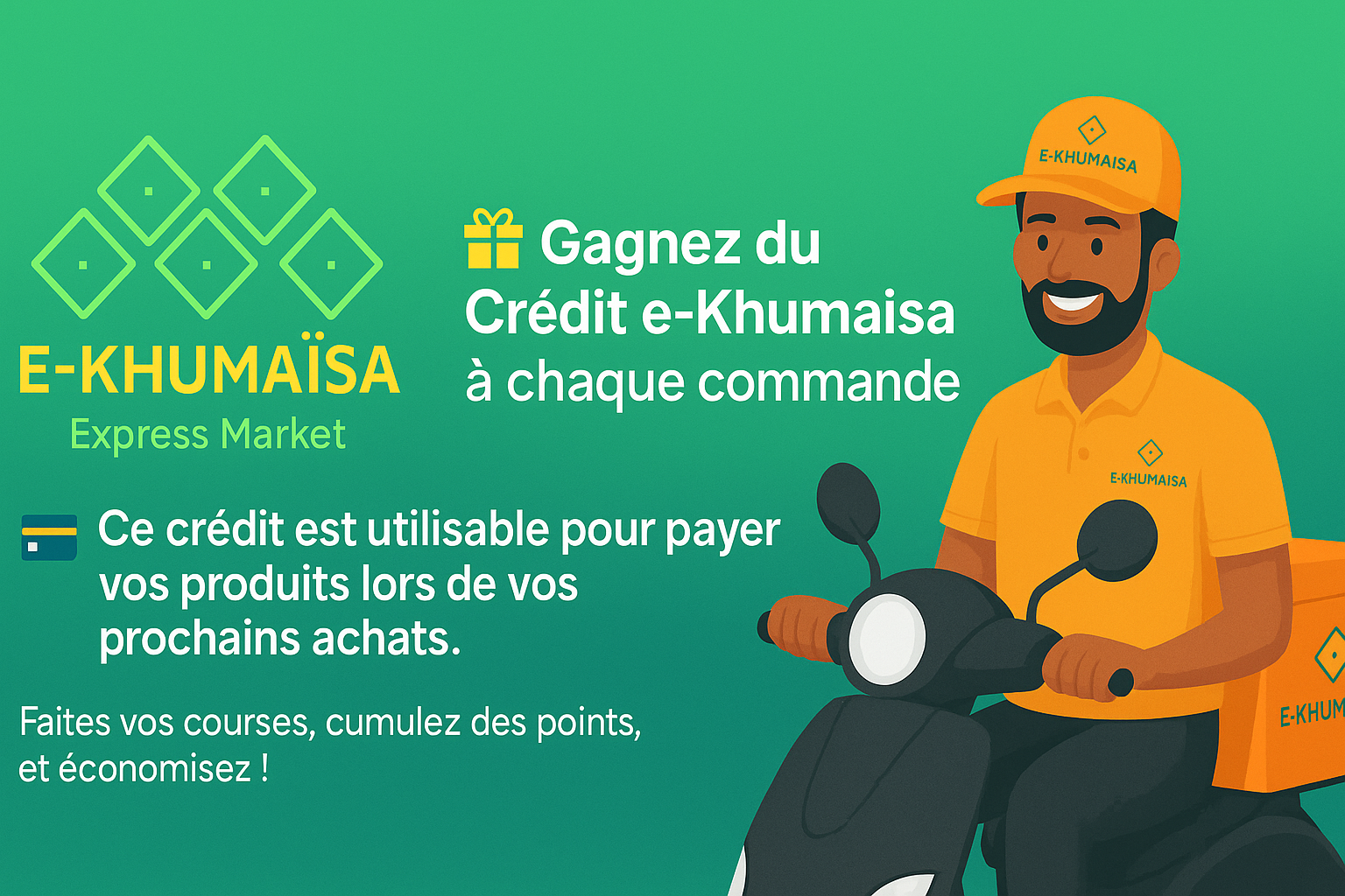 🎁 **Crédit Magasin Disponible !**  ✅ Gagnez du crédit à chaque commande passée   💳 Utilisez-le pour payer vos prochains achats   🤝 Bonus de parrainage disponibles  📱 WhatsApp : +227 81 93 71 77   🌐 www.e-khumaisa.com_0