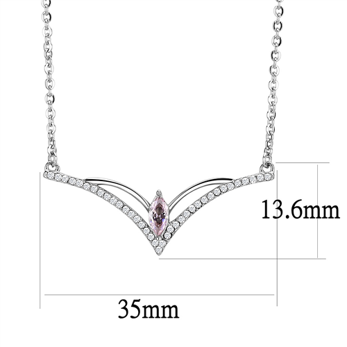 Stainless Steel SET BELLE Chain Pendant Princess CZ in Light Rose / REF:15592_1