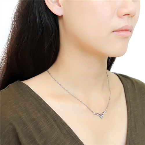 Stainless Steel SET BELLE Chain Pendant Princess CZ in Light Rose / REF:15592_2