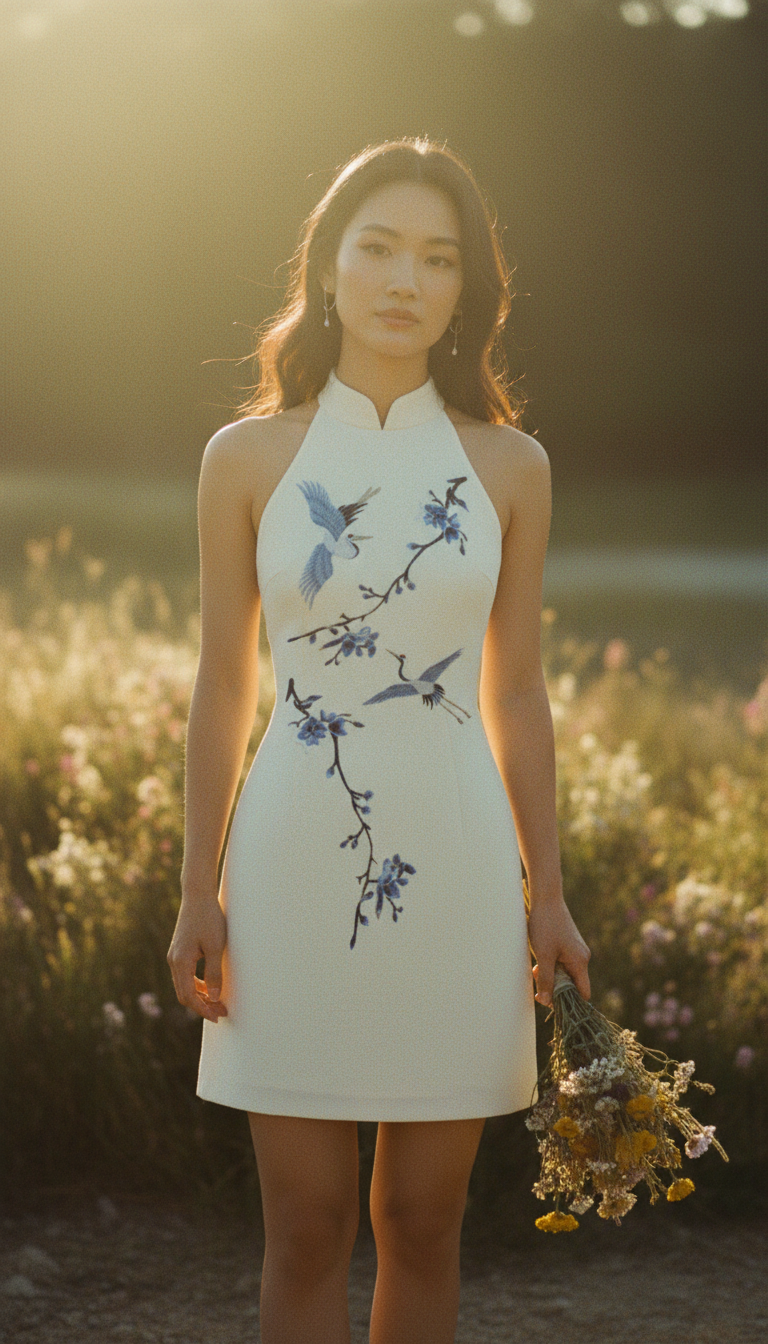 CHEONGSAMS "Blue Blossoms and Cranes" _5