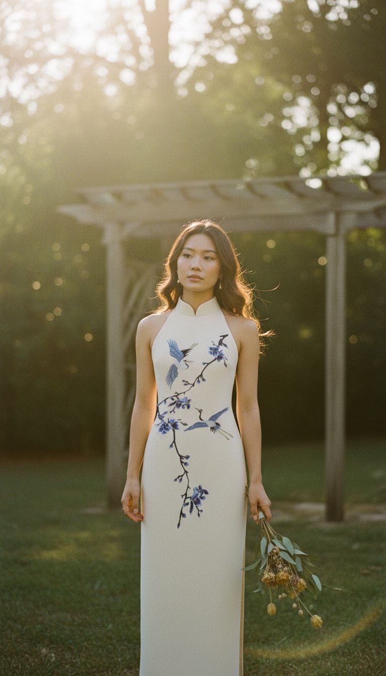 CHEONGSAMS "Blue Blossoms and Cranes" _7