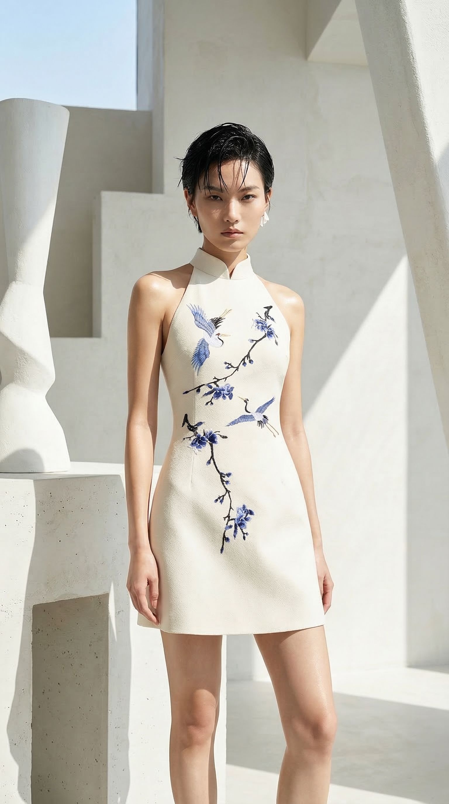 CHEONGSAMS "Blue Blossoms and Cranes" _4