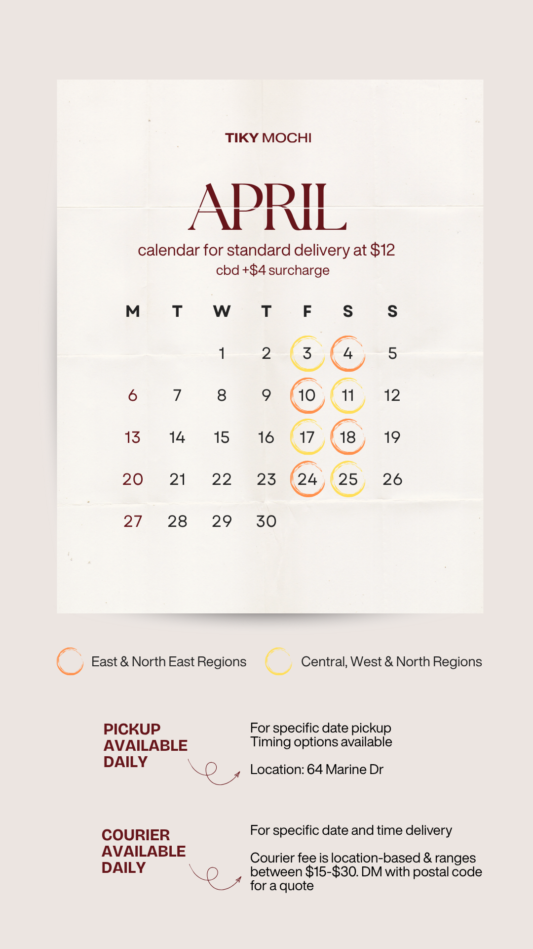 Standard Delivery ($12) available on Friday/Saturday to the colored locations_0