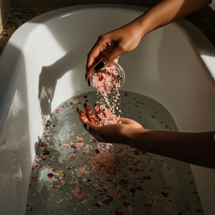 Silky water. Radiant skin. Peaceful mind. Step into the glow with Skinantics Luxurious Baths Salts._0