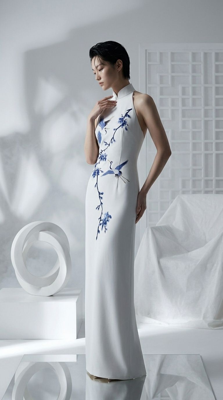 CHEONGSAMS "Blue Blossoms and Cranes" _0