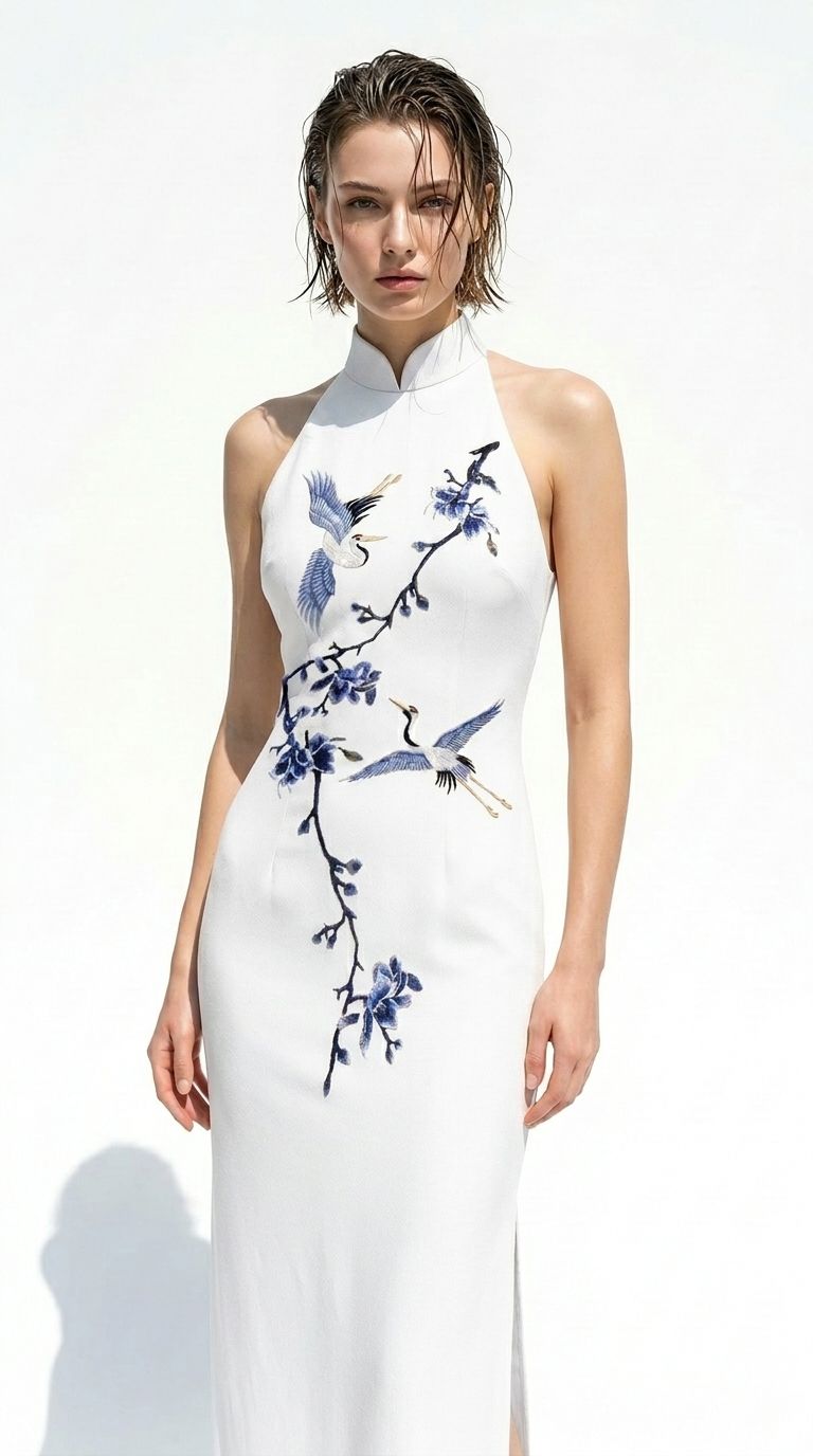 CHEONGSAMS "Blue Blossoms and Cranes" _2