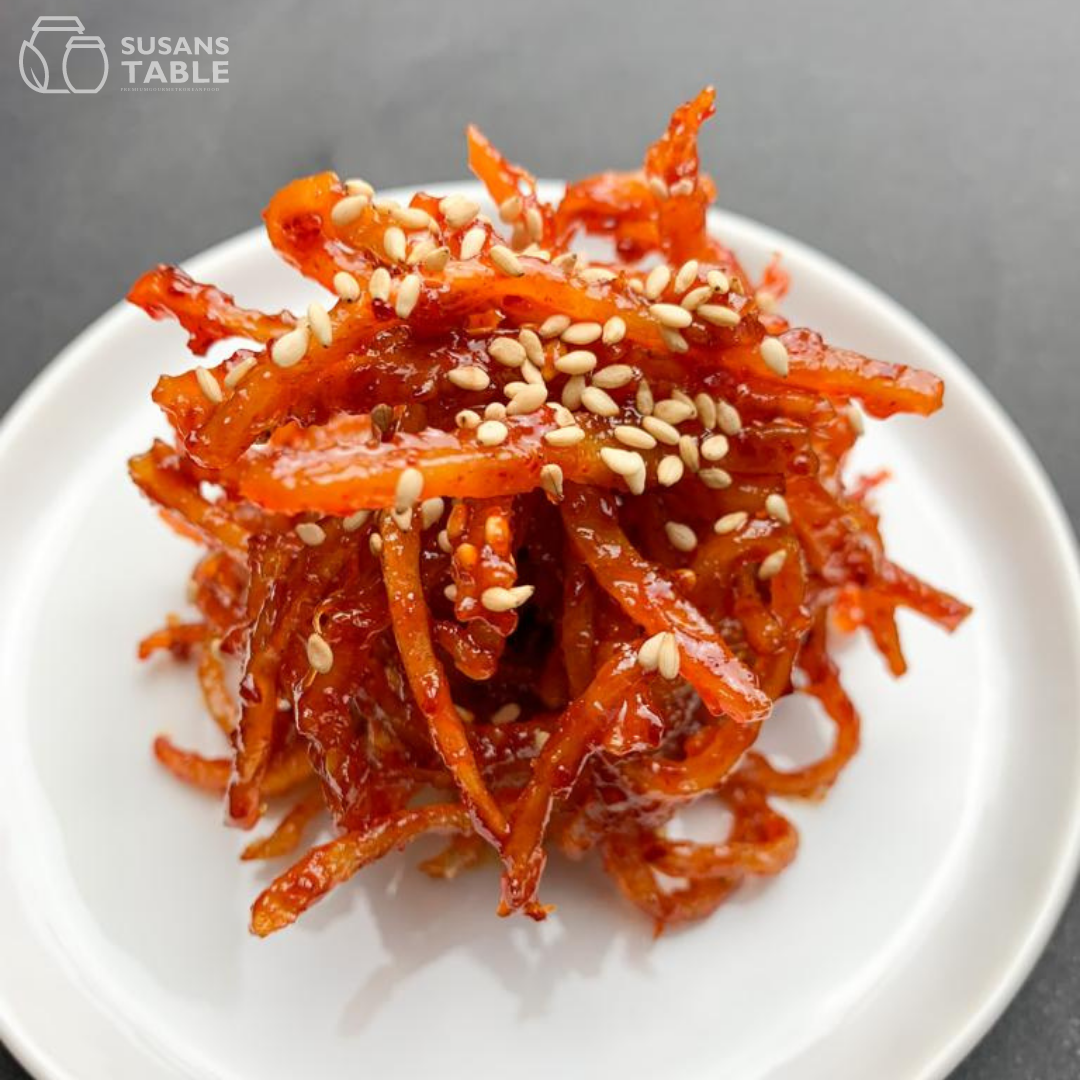 B6. Ojingeochae Bokkeum (Korean Style Spicy Dried Shredded Squid) (진미채 볶음)