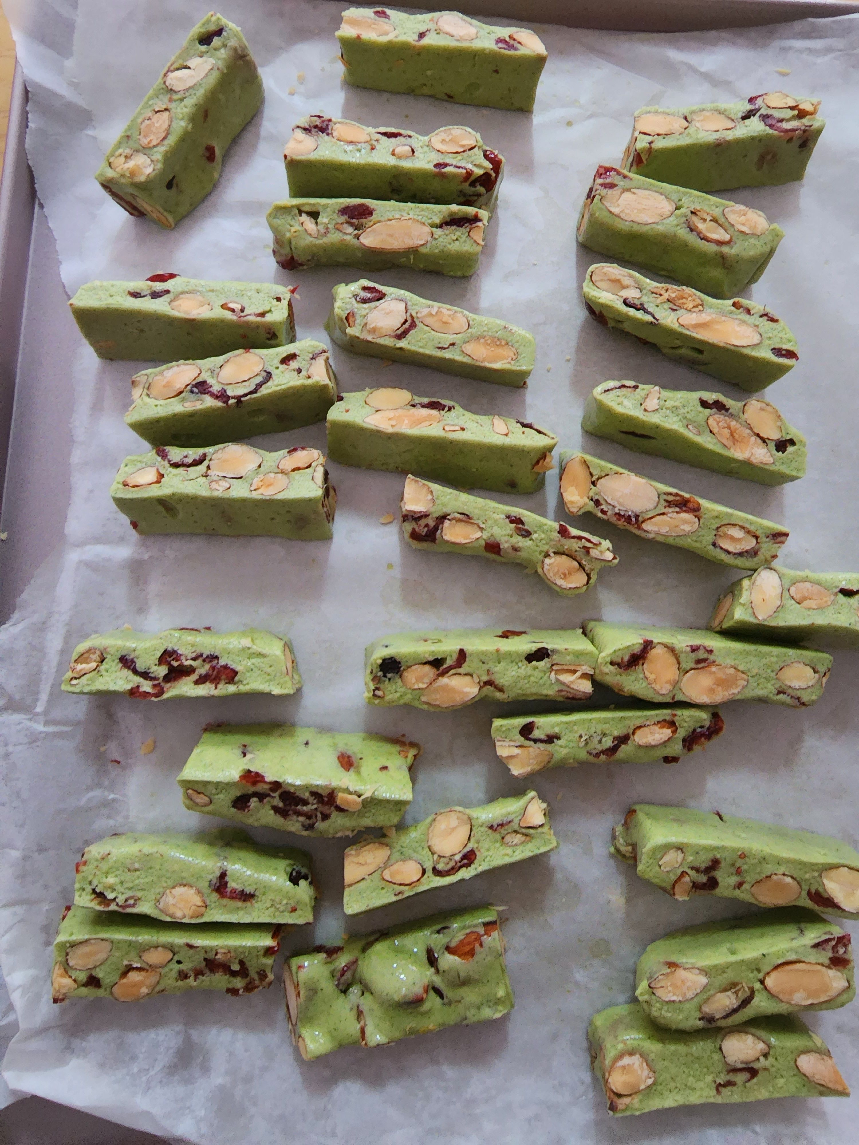 Matcha almond Cranberry flavour!